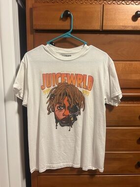 Juice WRLD Graphic Short Sleeve Tee - White with Orange Print